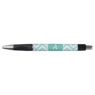 Caneta Monograma de Chevron azul