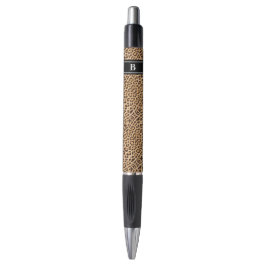 Caneta Monograma de Impressão Leopardo Elegante