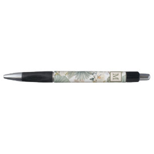 Caneta Monograma Floral Aquarela Personalizado