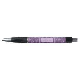 Caneta Monograma Floral bonito Roxo e Lilac