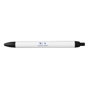Caneta Monograma Moderna Minimalista Preta e Azul