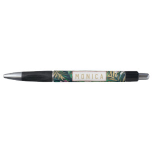 Caneta Monstro Dourado Verde Tropical Lilás Deixa Floral