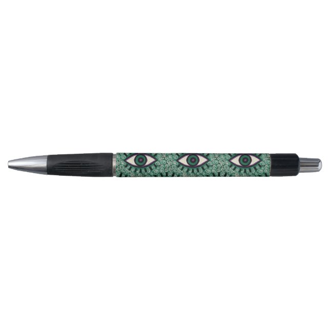 Caneta "Mystic Emerald Eyes" - Psychedelic Swirl Seamless (Frente)
