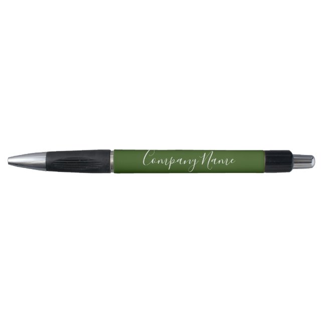 Caneta Nome da empresa Business Dark Green e White Script (Frente)