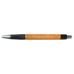 Caneta Nome da Empresa de Texto Elegante Laranja e White 