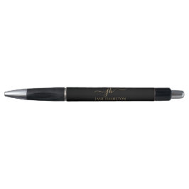 Caneta Nome de Letra Inicial Monograma Elegante Preto Dou
