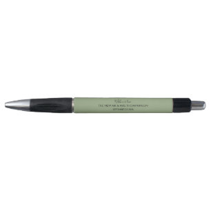 Caneta Nome do Newlyweds Typography Sage Green Wedding Fa