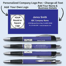 Caneta Nome dos Detalhes da Empresa,. Branco no Royal Blu