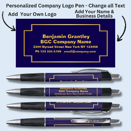 Caneta Nome dos Detalhes da Empresa, Texto Laranja Dourad