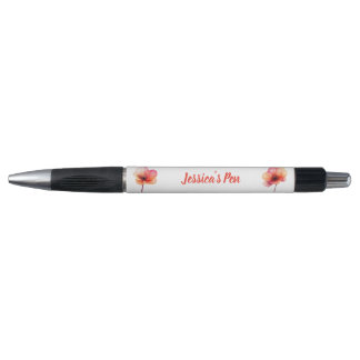 Caneta Nome Floral Contemporâneo de Coral Suave