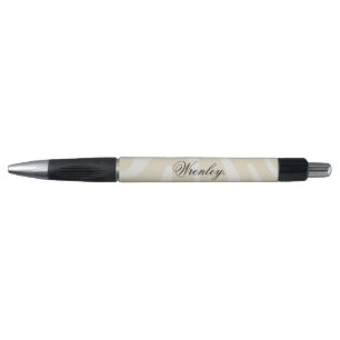 Caneta Nome Personalizado Bege Creme Padrão Orgânico Emmy