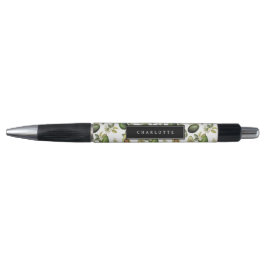 Caneta Nome Personalizado do Padrão Botânico Aquarela Avo