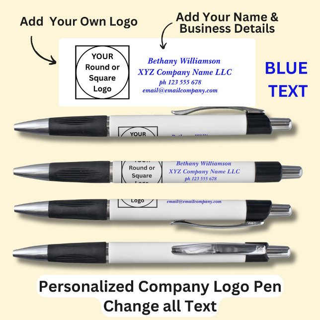 Caneta Nome personalizado Empresa telefone e-mail,  Texto (Criador carregado)