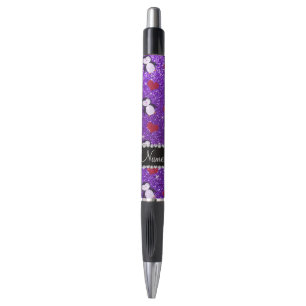 Caneta Nome personalizado pinguins pinguins púrpura