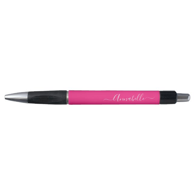 Caneta Nome Personalizado Rosa Quente (Frente)