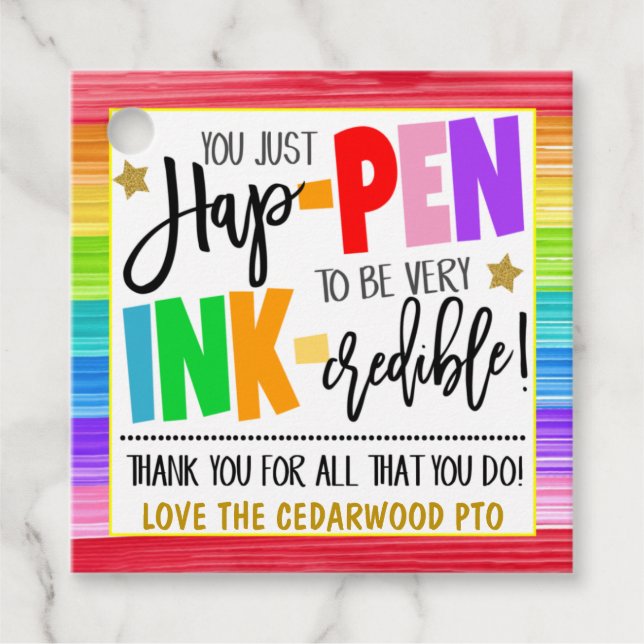 Caneta Obrigado Etiqueta do presente (Frente)