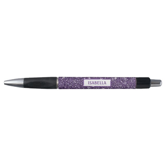 Caneta Olhar de Textura de Brilho Roxo Falso com Texto Pe (Frente)