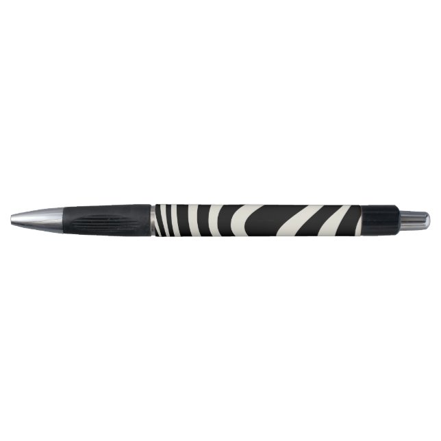 Caneta Ondas de estilo retrô preto e branco (Frente)