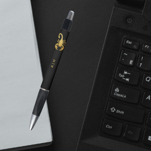 Caneta Ouro - Escorpião Zodiac - preto monograma