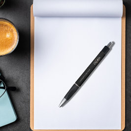 Caneta ouro preto nome monograma personalizado script