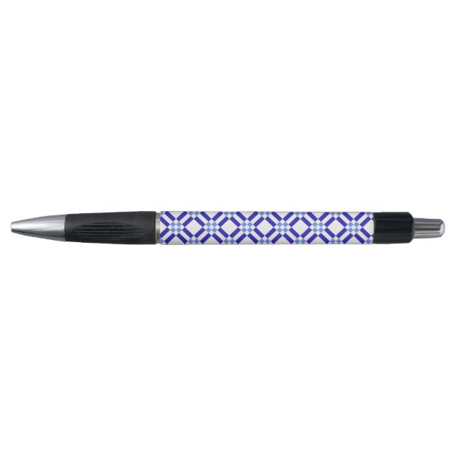 Caneta Padrão Clássico Azul e Branco Quadrado (Frente)