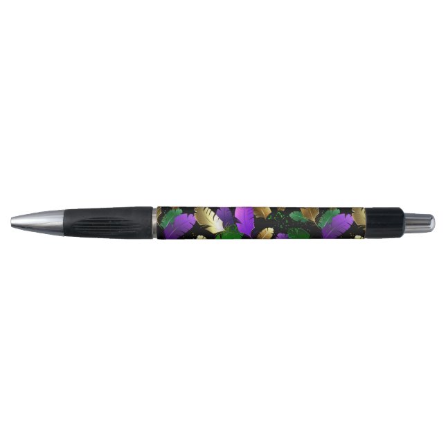 Caneta Padrão contínuo com penas de Mardi Gras (Frente)