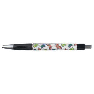 Caneta Padrão de aquarela de besouros e borboletas