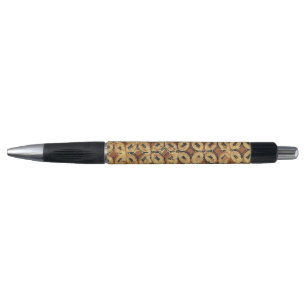 Caneta Padrão de Batik Geométrico de Grão de Café Vintage