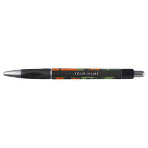 Caneta Padrão de Camuflagem Laranja, Seu nome, Personaliz