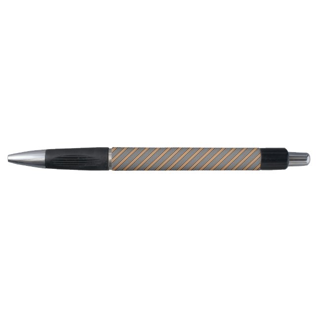 Caneta Padrão de cinco faixas, preto e branco, com bronze (Frente)