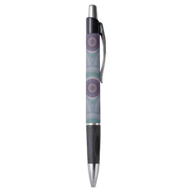 Caneta Padrão de Círculos Retro Roxo e Verde (Parte Inferior (Vertical))
