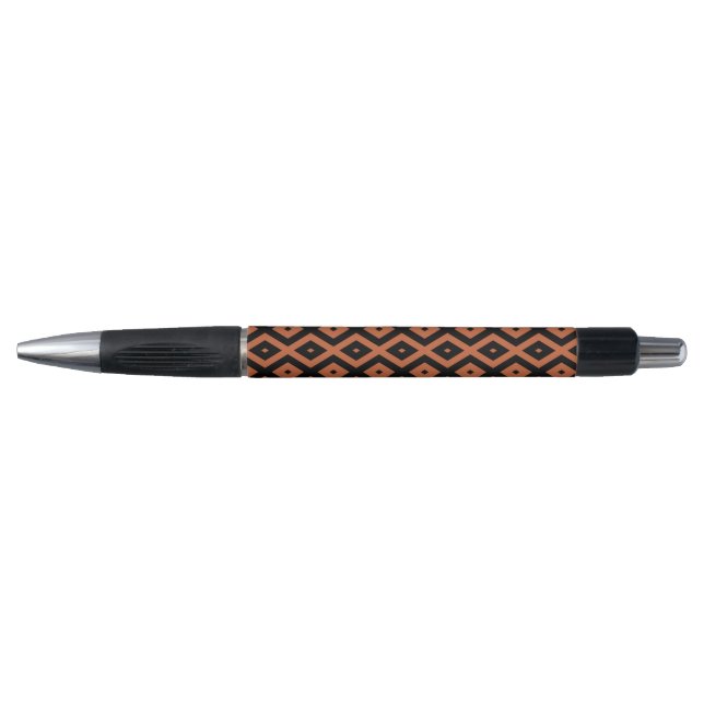 Caneta Padrão de diamante laranja e preto (Frente)