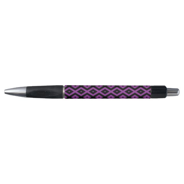 Caneta Padrão de diamante roxo e preto (Frente)