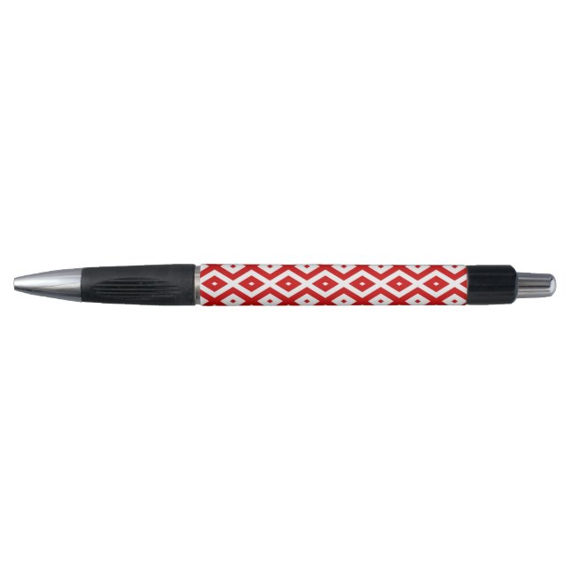 Caneta Padrão de diamante vermelho e branco (Frente)