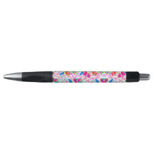 Caneta Padrão de flores em aquarela coloridas fofas