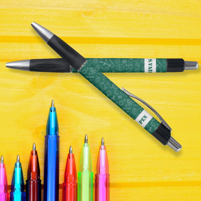 Caneta Padrão de Lápis de Elementos da Escola Verde perso (Green School elements Pencil pattern personalized Pen)