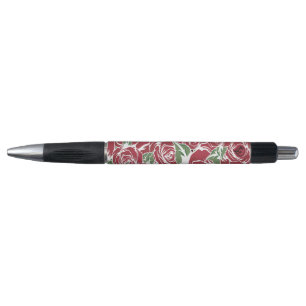 Caneta Padrão de Rosa de Vintage Elegante - Floral Vermel