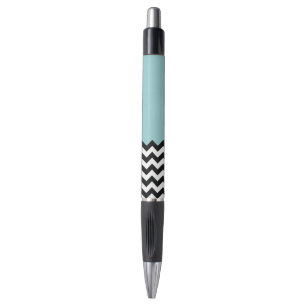 Caneta Padrão de ziguezague preto e branco, Chevron, azul