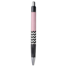 Caneta Padrão de ziguezague preto e branco, Chevron, rosa