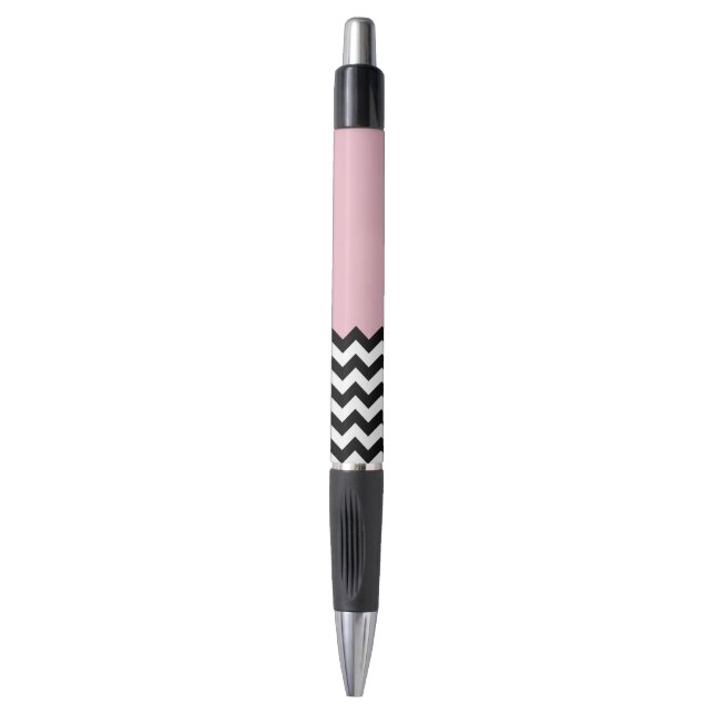 Caneta Padrão de ziguezague preto e branco, Chevron, rosa (Frente Vertical)