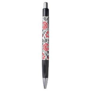 Caneta Padrão original de flores de rosa vermelha com po