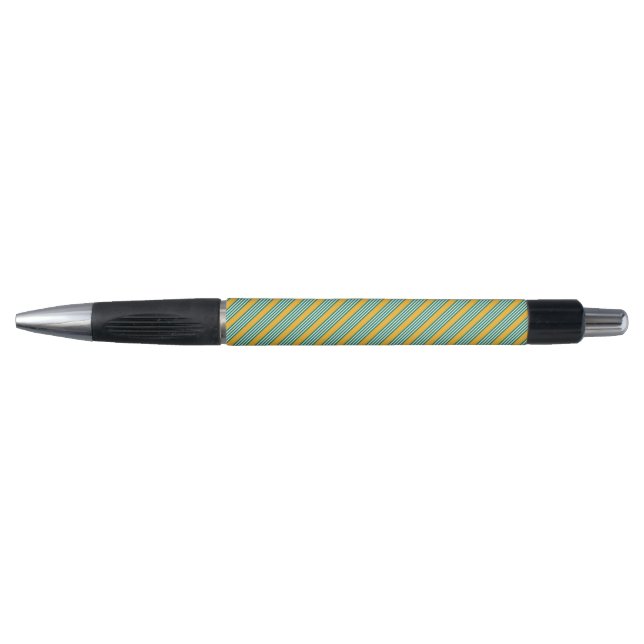Caneta Padrão verde e branco de cinco faixas com amarelo (Frente)