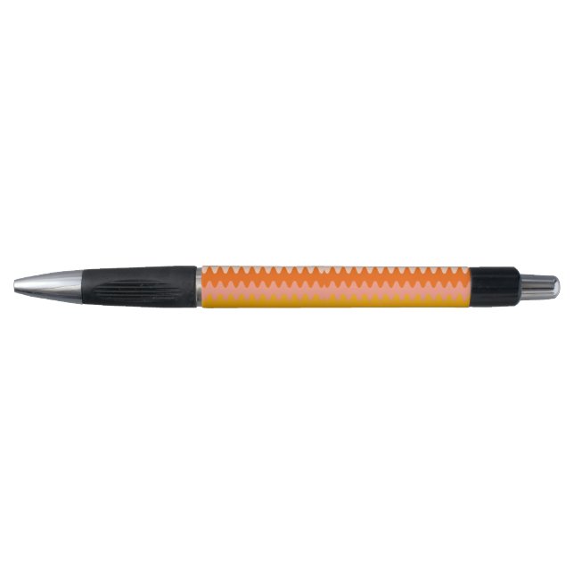 Caneta Padrão Zig Zag Moderno Amarelo, Laranja e Branco (Frente)