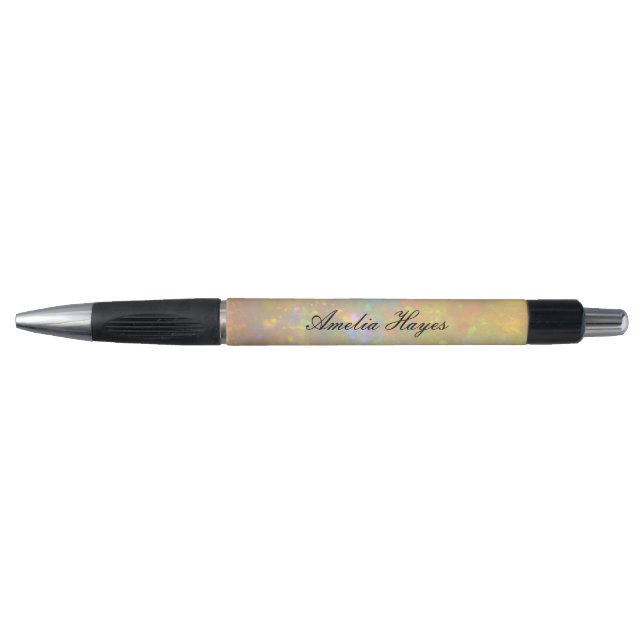 Caneta Pedra de Opala Elegante Textura Moderno Script Per (Frente)
