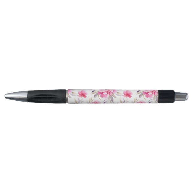 Caneta Peônia Rosa Floral (Frente)