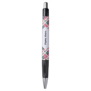 Caneta Personalização Preta com Bandeira da Malásia em Bl