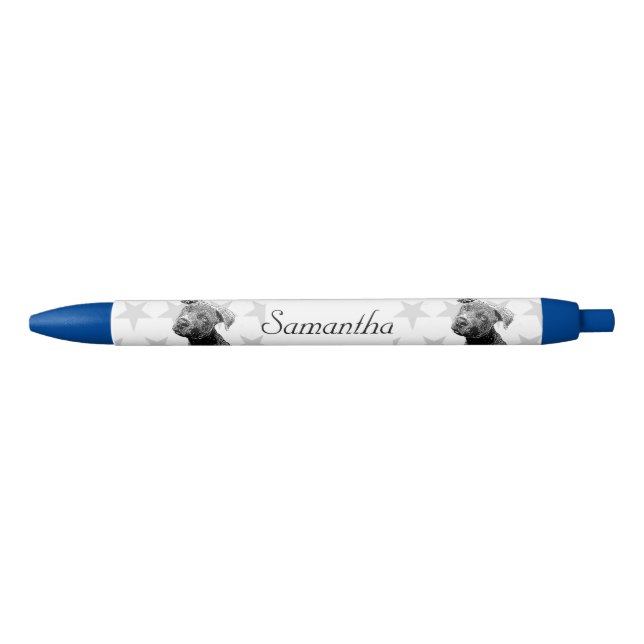 Caneta personalizada azul do cão de Pitbull (Frente)