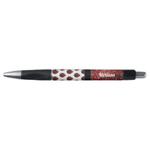 Caneta Personalize o teste padrão vermelho Sparkling do