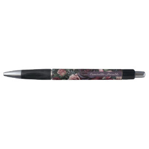 Caneta Pintura Botânica de Rosa vermelha de Vinho Gótico