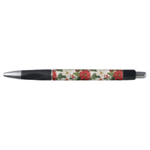 Caneta Poinsettia de Natal – Design Floral de Feriado